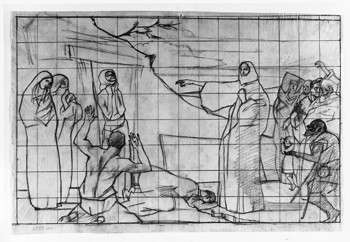 resurrezione di Lazzaro (disegno) di Marchig Giannino (sec. XX)