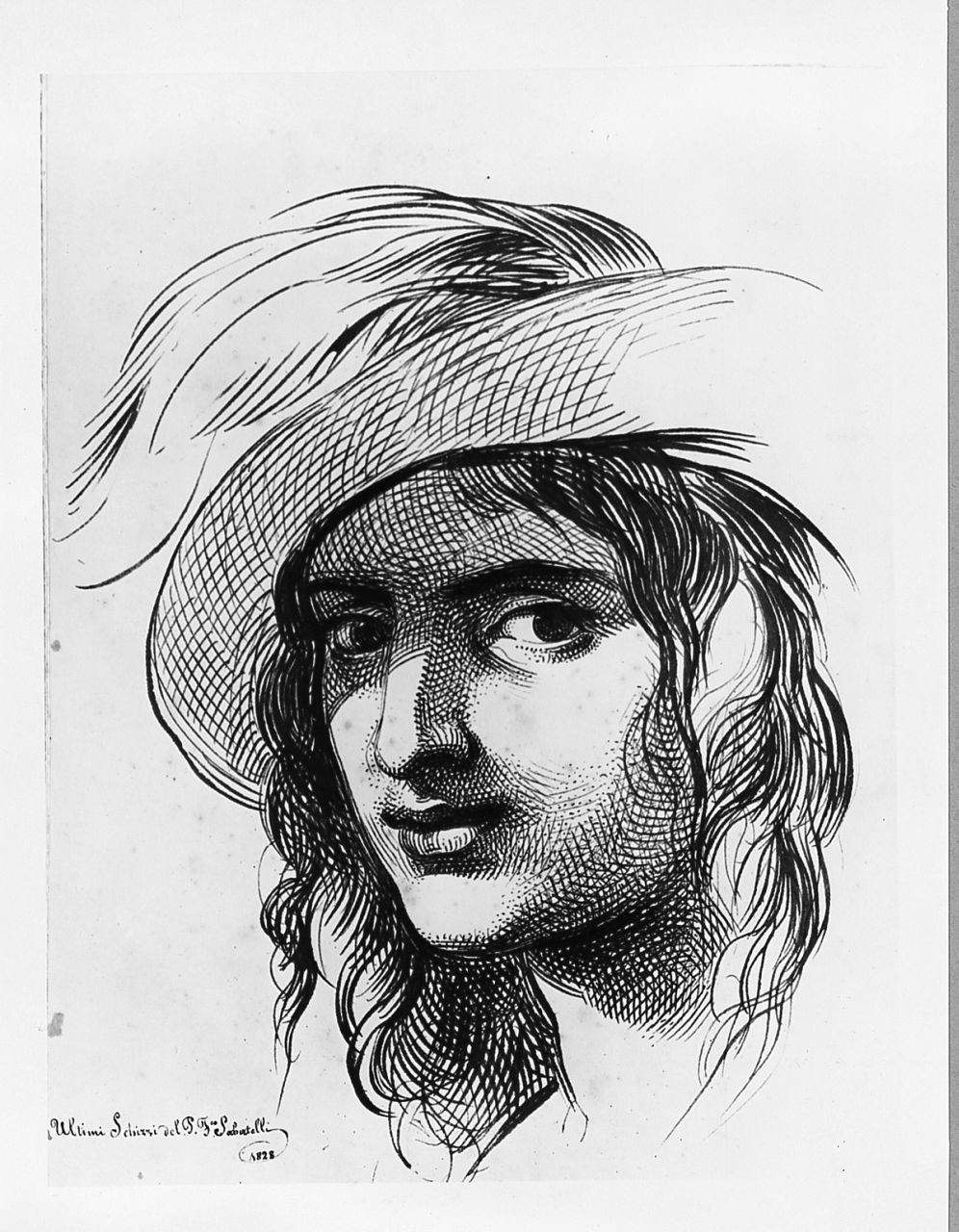 testa d'uomo (disegno) di Sabatelli Francesco (sec. XIX)
