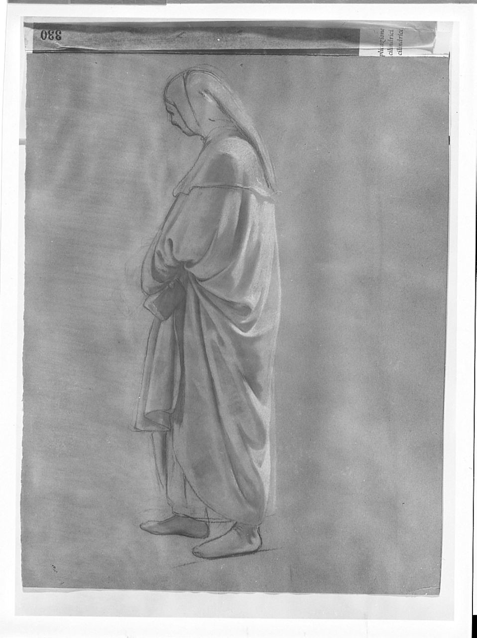 monaca, figura femminile (disegno) di Saltini Pietro (terzo quarto sec. XIX)
