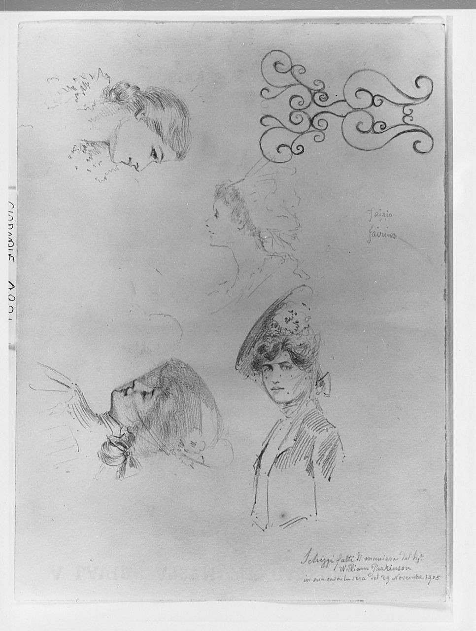 Studio di teste femminili, ritratto di donna (disegno) di Parkinson William (sec. XX)