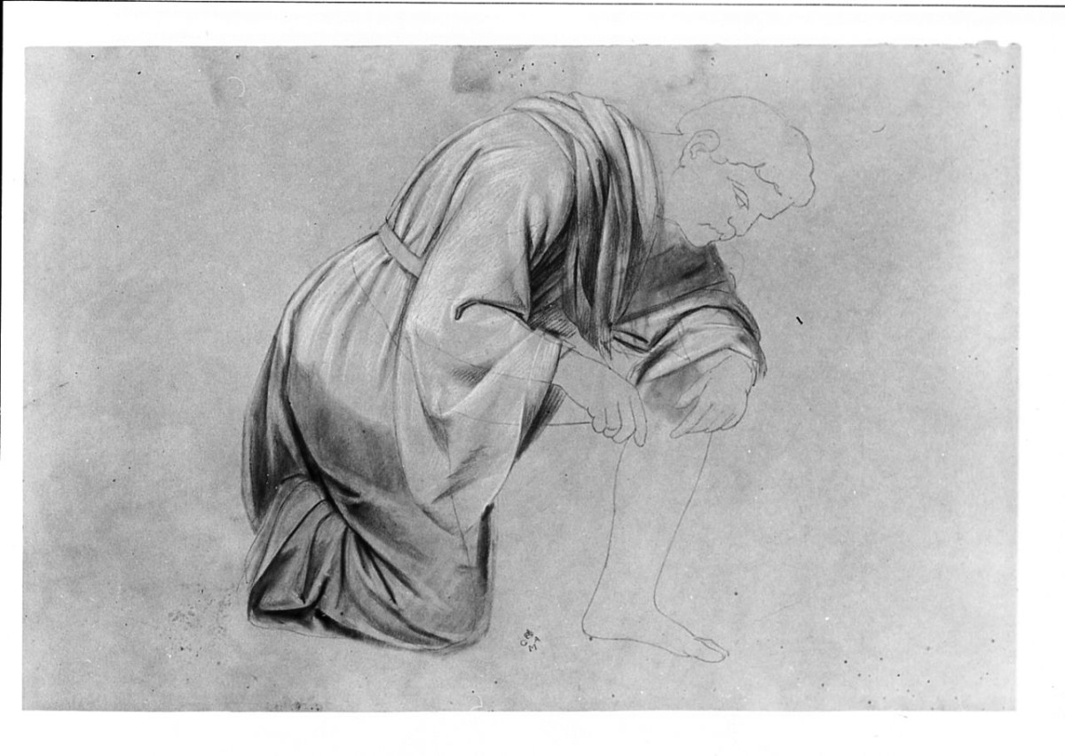 figura maschile inginocchiata (disegno) di Conti Giacomo (metà sec. XIX)