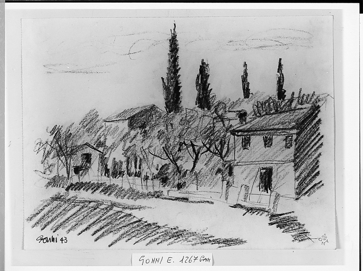 paesaggio (disegno) di Gonni - Gonich Igino (sec. XX)
