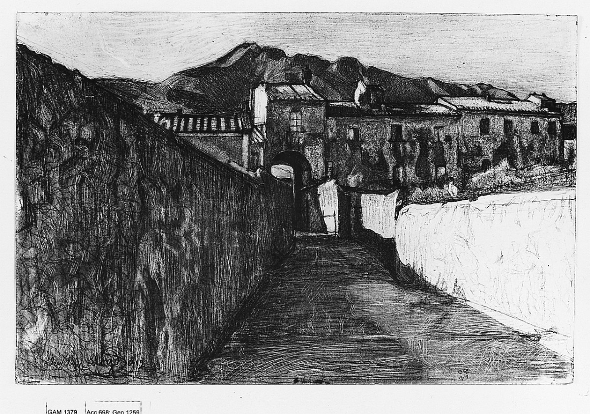 Vecchia strada a Marciana Marina (Isola dElba) (disegno) di Lloyd Llewelyn (sec. XX)