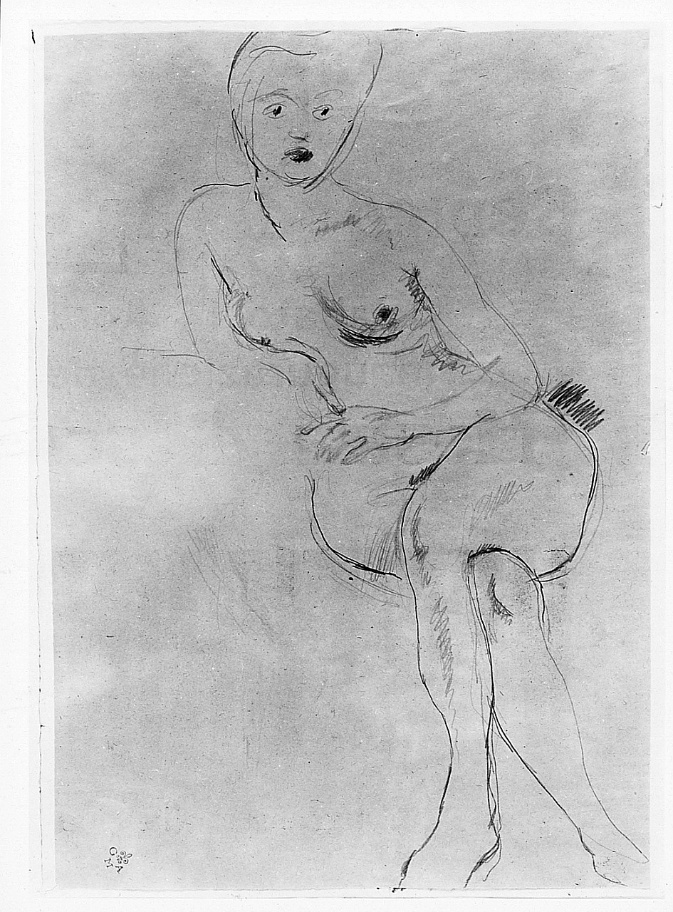 figura femminile nuda (disegno) di Landi Angelo Maria (sec. XX)