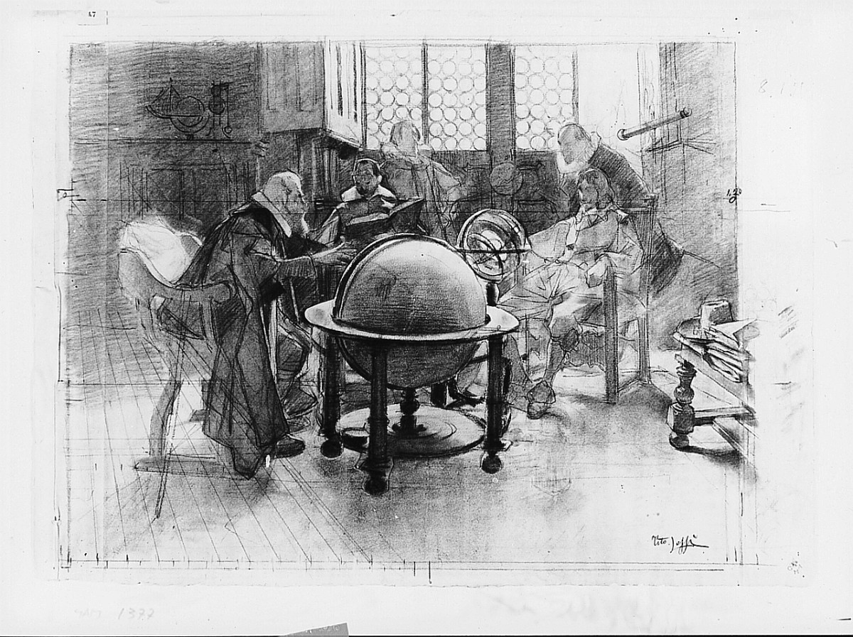 Galileo visitato dal giovane Milton (disegno) di Lessi Tito (sec. XIX)