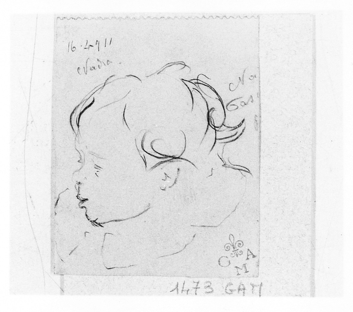 ritratto di bambina (disegno) di Mestica Giovanni (sec. XIX)