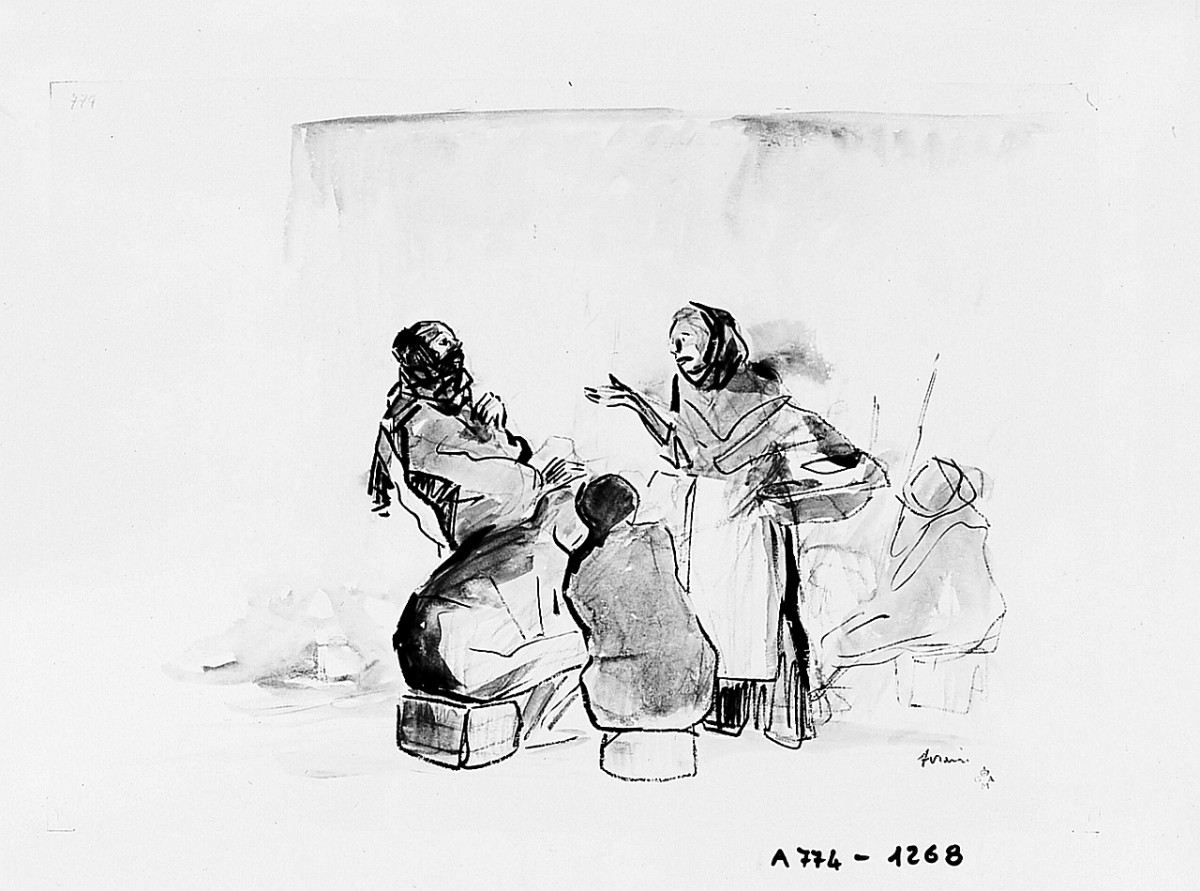 Cinque figure, figure maschili e femminili (disegno) di Forain Jean Louis (sec. XX)