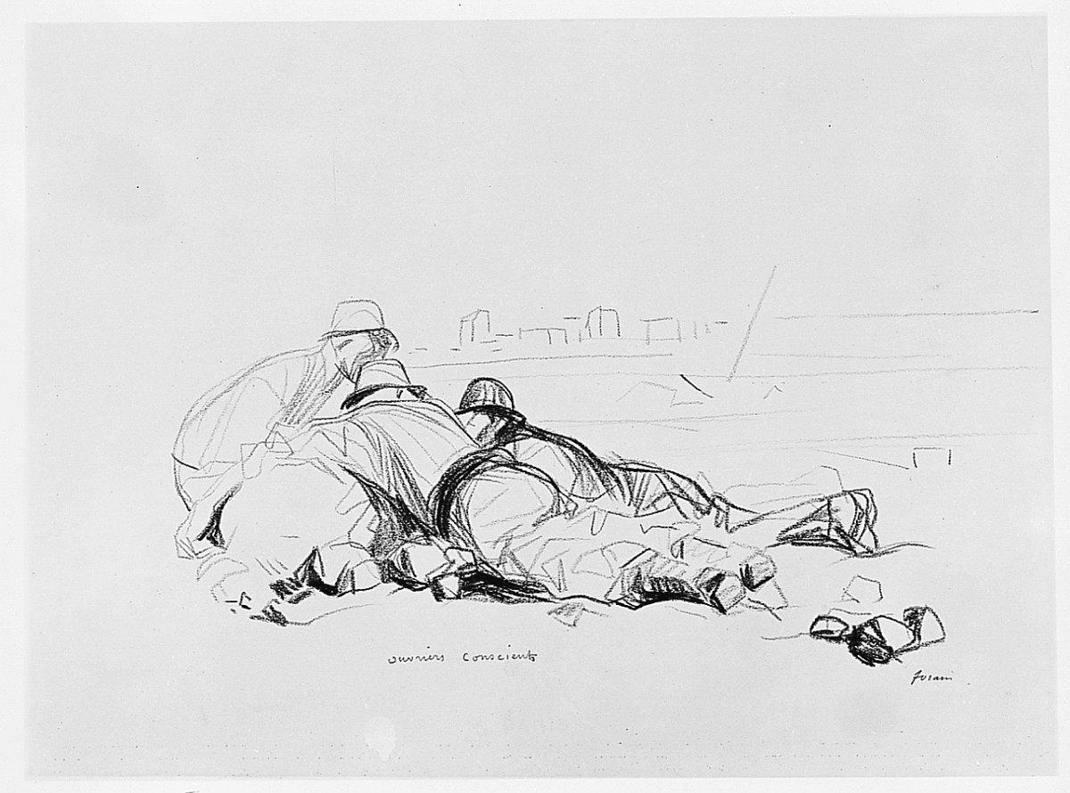 Figure sdraiate, figure maschili (disegno) di Forain Jean Louis (sec. XX)