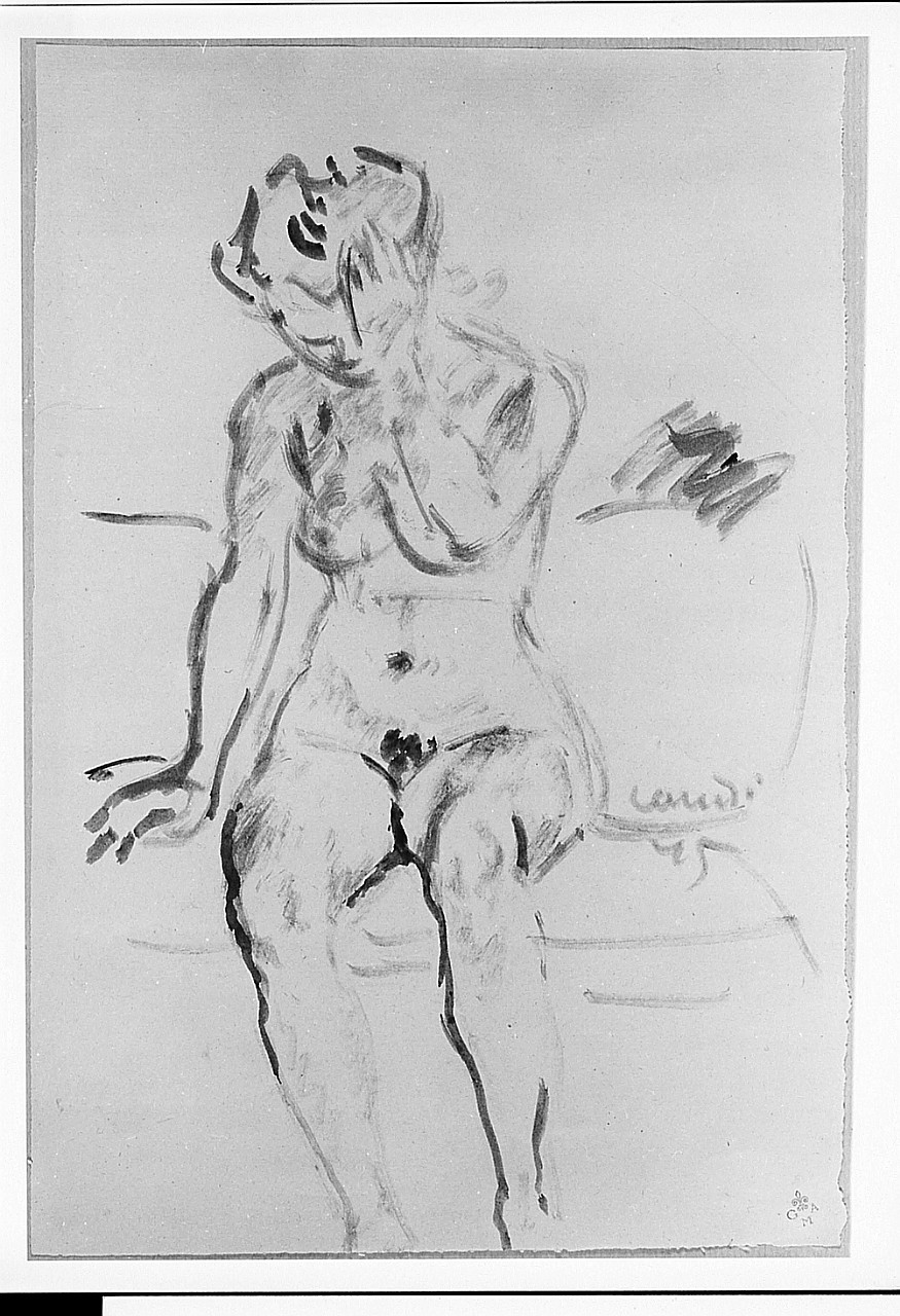 figura femminile nuda (disegno) di Landi Angelo Maria (sec. XX)