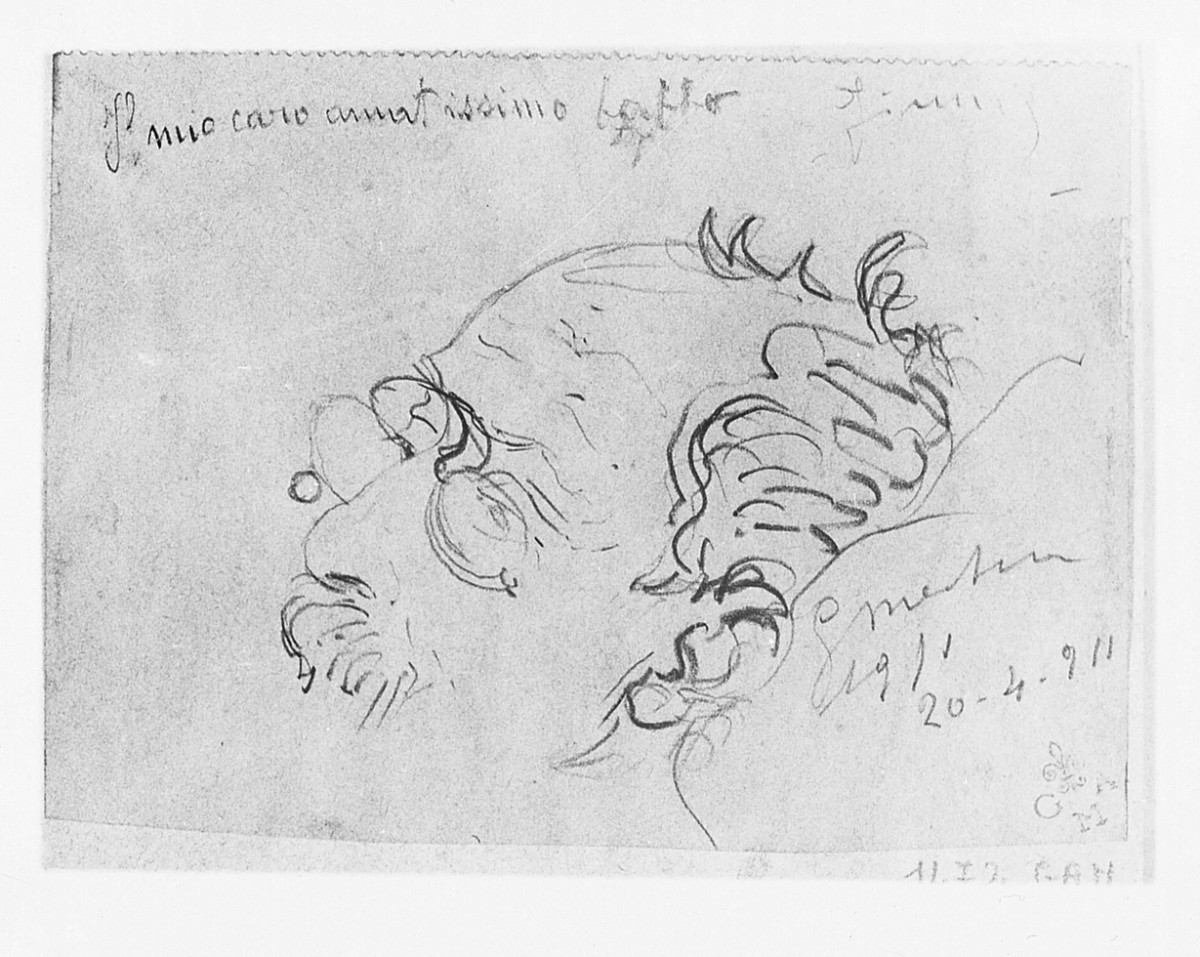 Il babbo, ritratto d'uomo (disegno) di Mestica Giovanni (sec. XX)