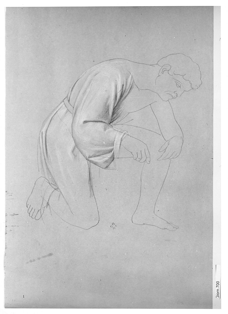 figura maschile inginocchiata (disegno) di Conti Giacomo (metà sec. XIX)