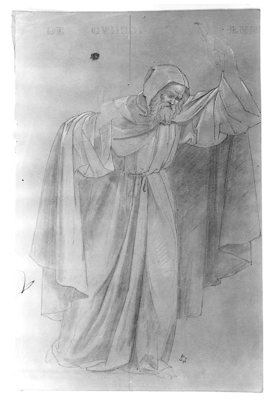 Figura maschile ammantata, figura maschile (disegno) di Conti Giacomo (metà sec. XIX)