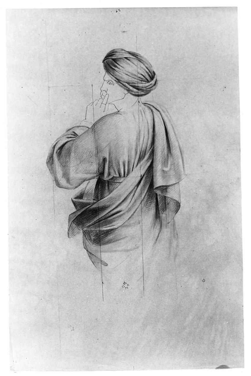 Figura maschile con turbante, figura maschile (disegno) di Conti Giacomo (metà sec. XIX)