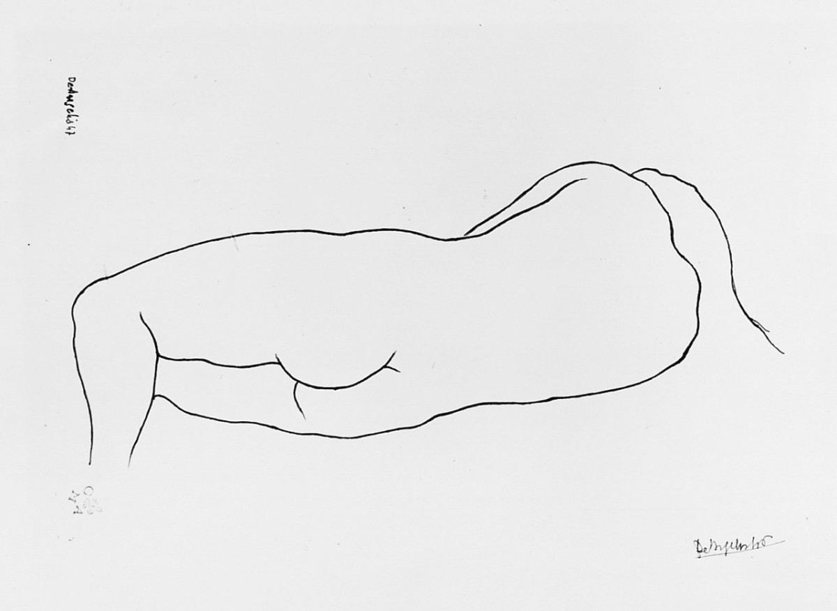 Studio di nudo femminile, figura femminile nuda (disegno) di De Angelis Vitaliano (sec. XX)
