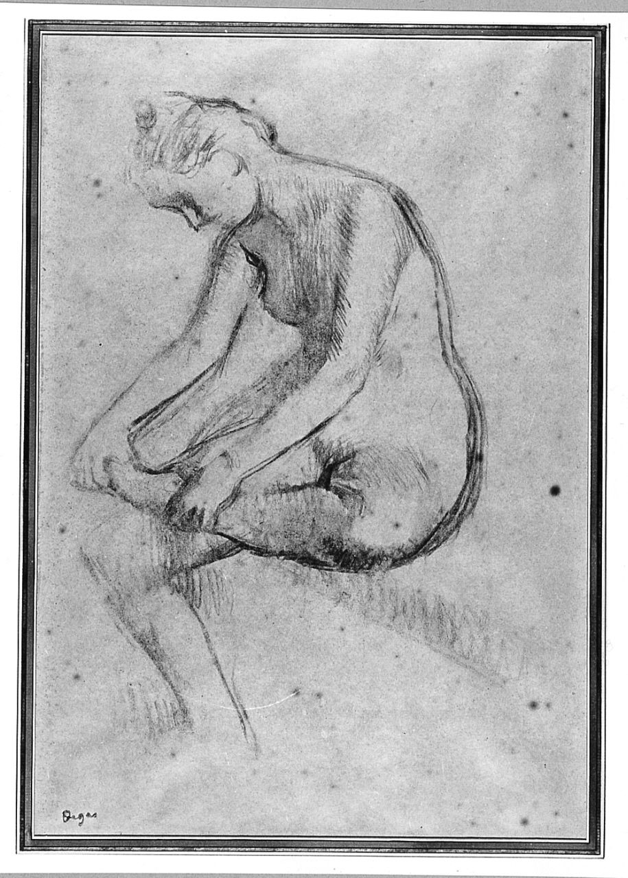 Nudo femminile, figura femminile nuda (disegno) di Degas Edgar (sec. XX)