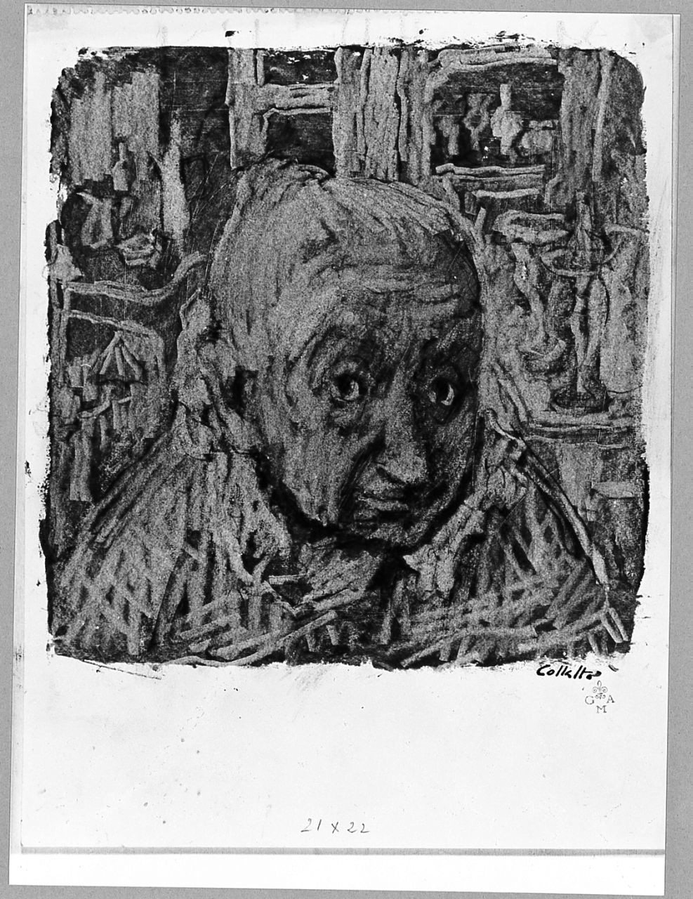 La rigattiera, ritratto di donna (disegno) di Di Collalto Orlando (sec. XX)