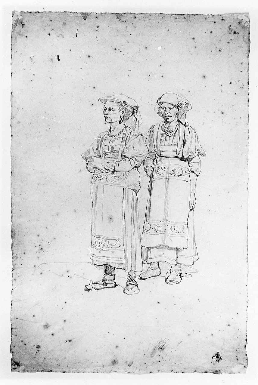 Ciociare, figure femminili (disegno) di Fattori Giovanni (sec. XX)