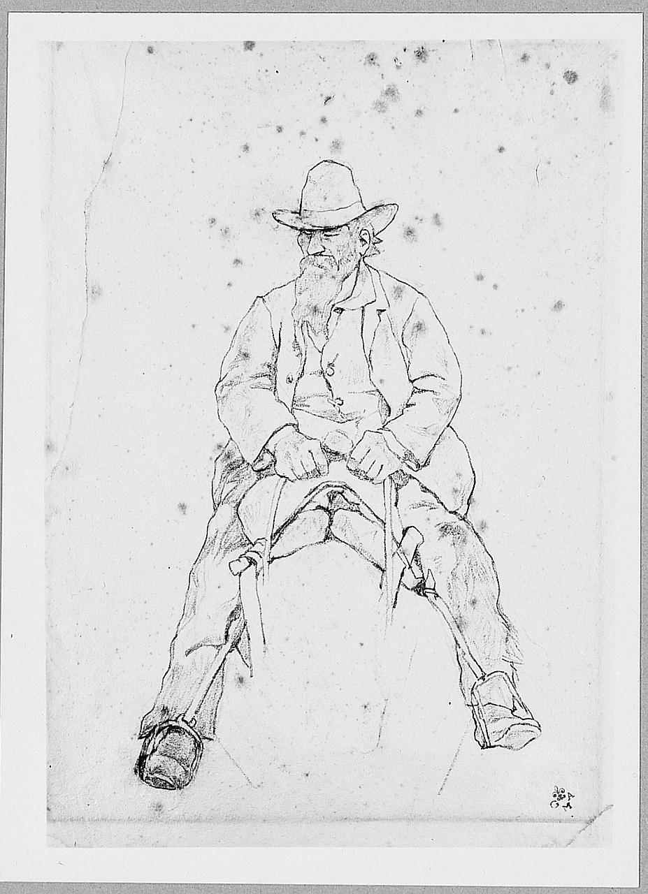 buttero, figura maschile (disegno) di Fattori Giovanni (sec. XX)