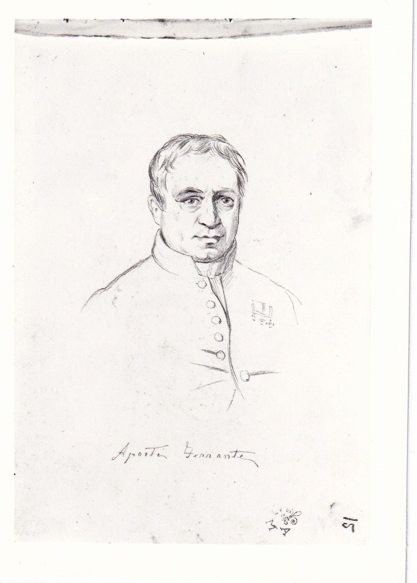 Ritratto di Ferrante Aperti, Ritratto maschile (disegno) di Borrani Odoardo (sec. XIX)