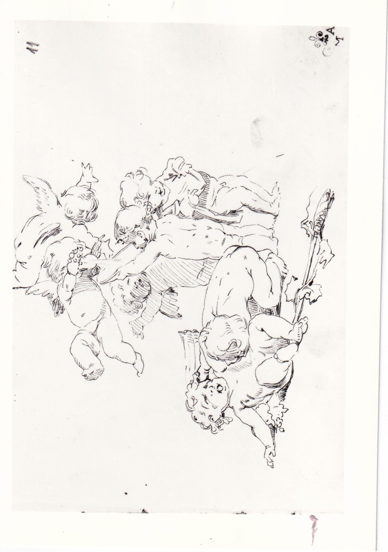 gruppo di amorini (disegno) di Borrani Odoardo (sec. XIX)