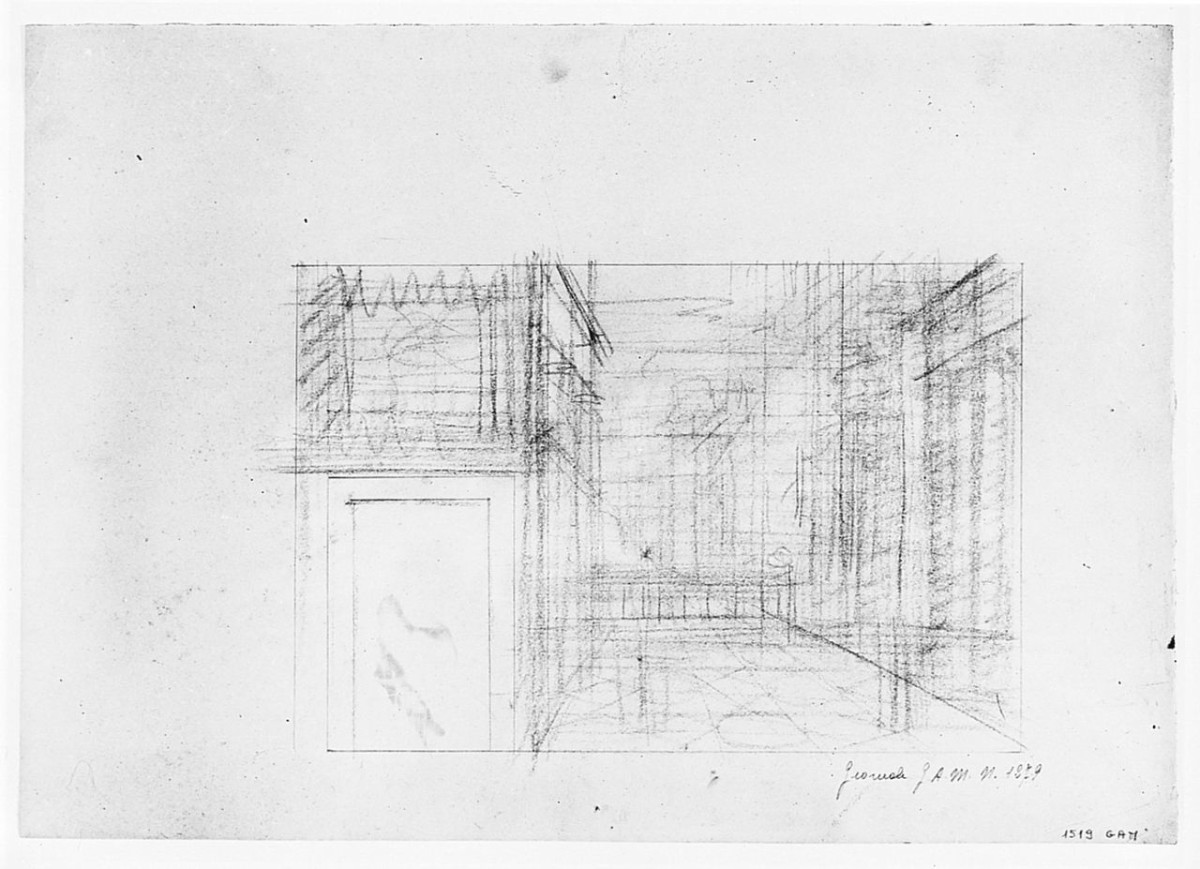 Studio prospettico, (v.) studio, architettura (disegno) di Petrucci Carlo Alberto (terzo quarto sec. XX)