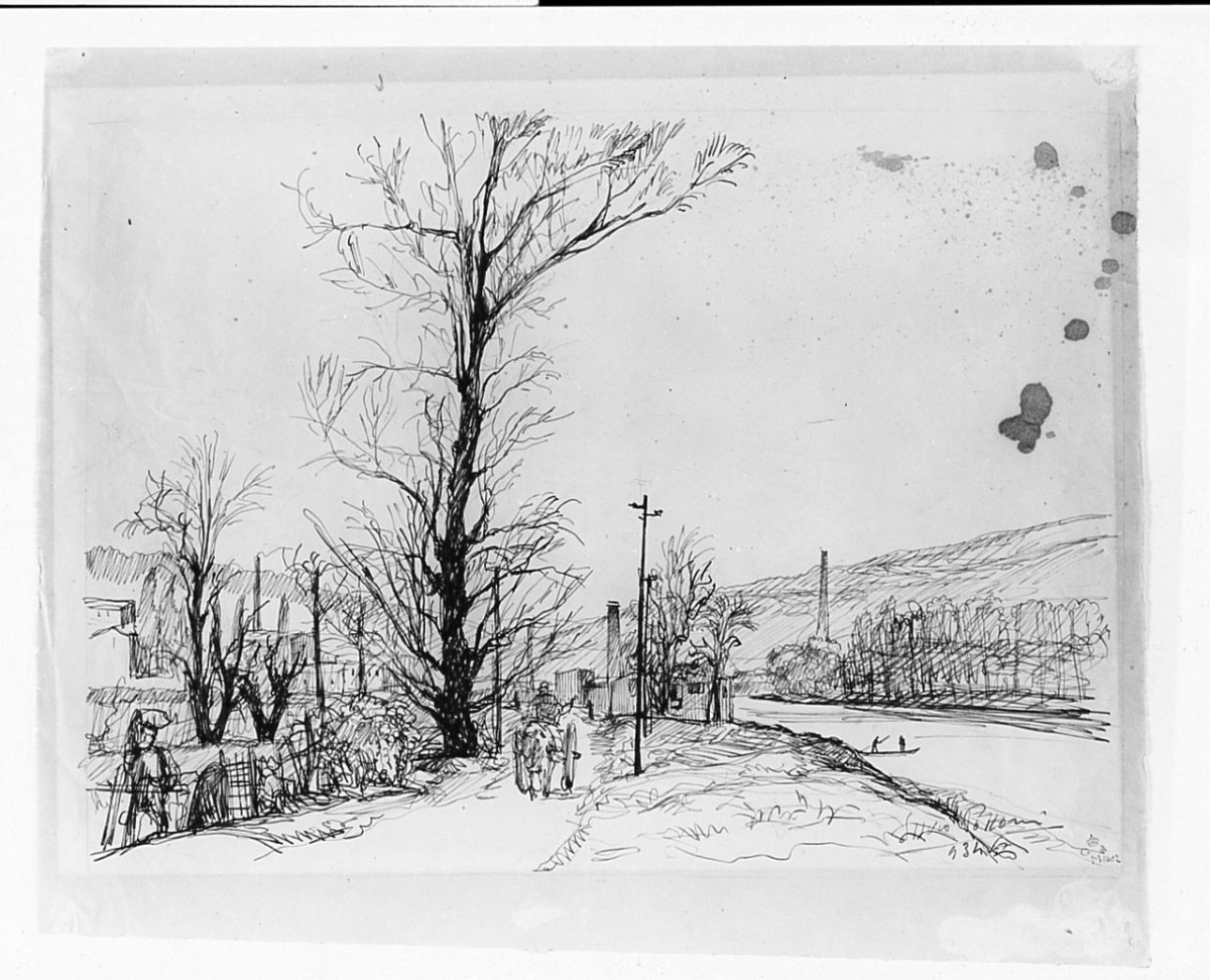 Lungarno a Bellariva Firenze (disegno) di Polloni Silvio (sec. XX)