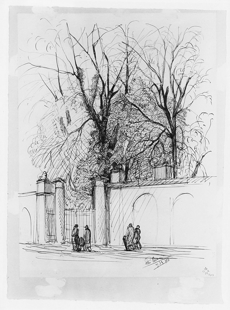 Lungarno del Tempio Firenze (disegno) di Polloni Silvio (sec. XX)