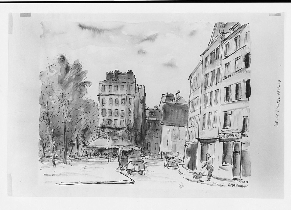Rue de l'Hotel de Ville Parigi (disegno) di Rambaldi Emanuele (sec. XX)