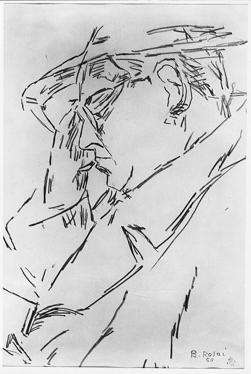 ritratto d'uomo di profilo (disegno) di Rosai Bruno (sec. XX)