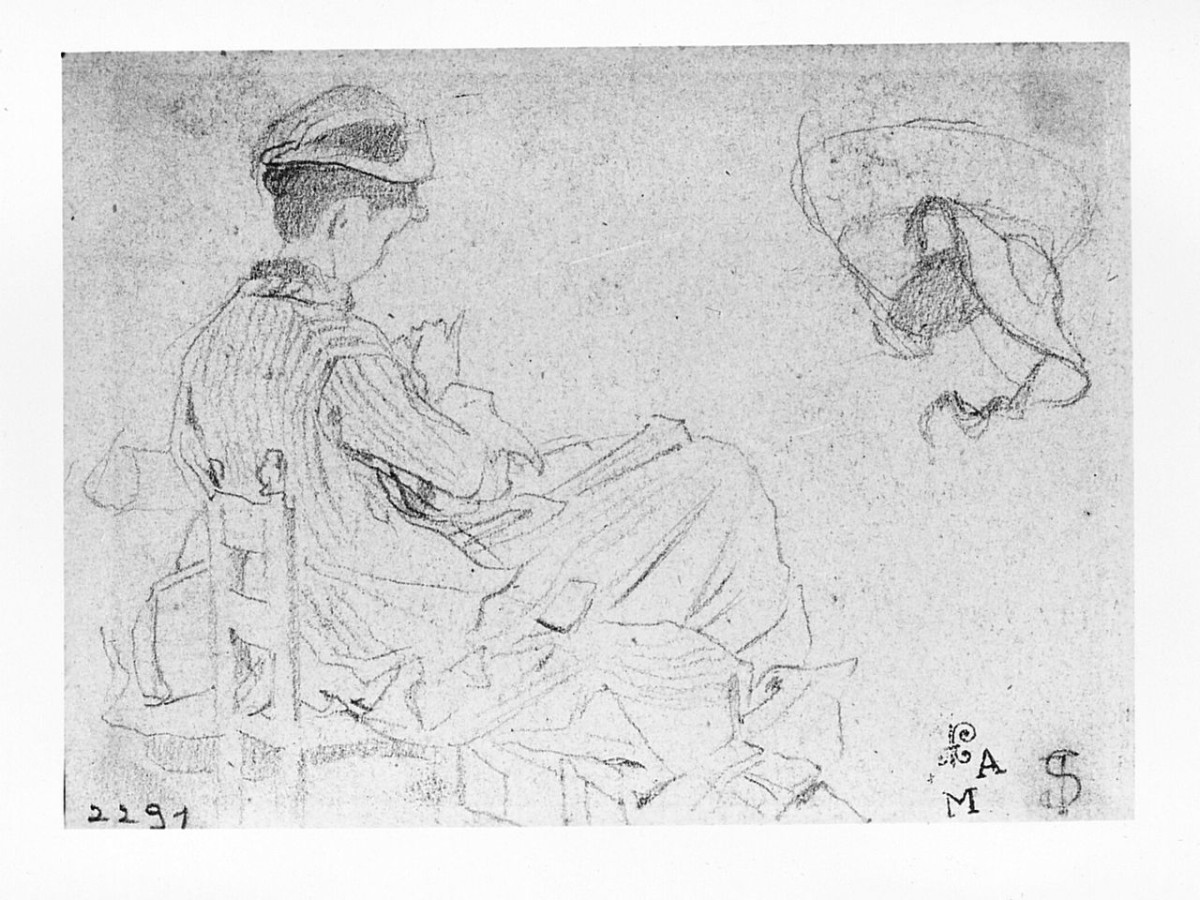 figura femminile seduta (disegno) di Signorini Telemaco (seconda metà sec. XIX)