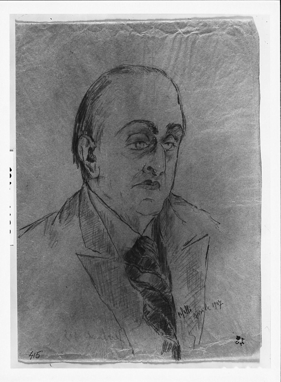 Ritratto del critico Mario Tinti (disegno) di Setti Beatrice (sec. XX)
