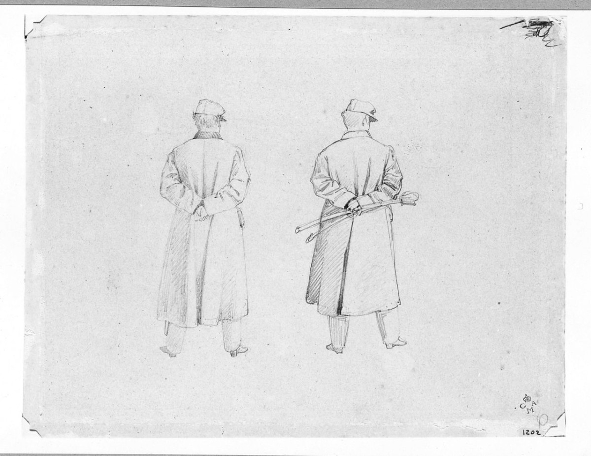studio per il Duello, figure maschili (disegno) di Sernesi Raffaello (sec. XIX)