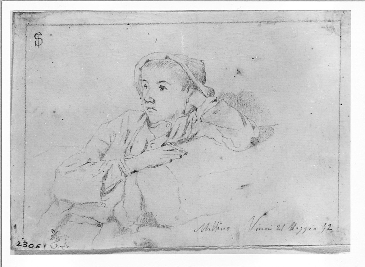 Millino, ritratto di bambino (disegno) di Signorini Telemaco (sec. XIX)