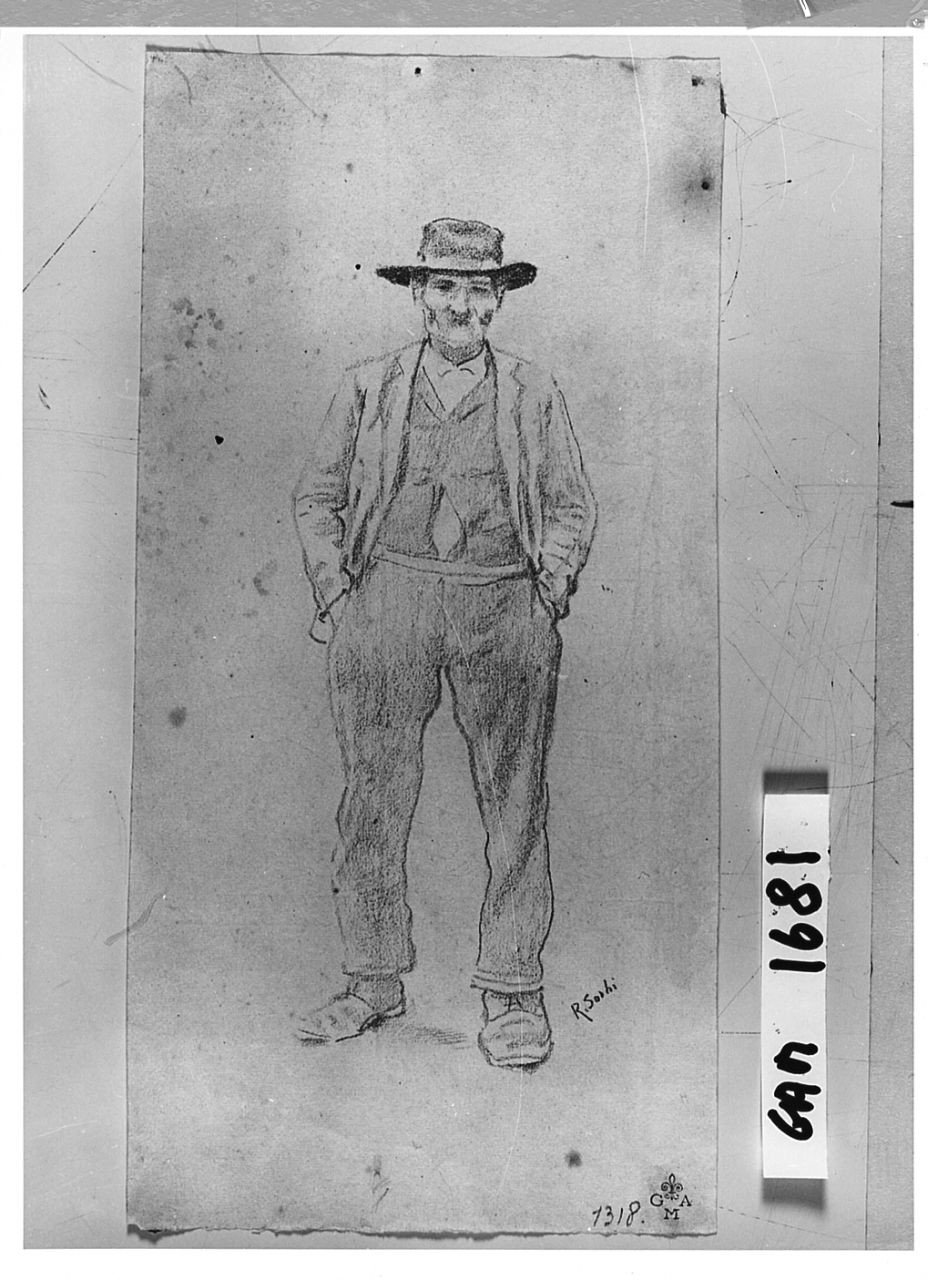 figura maschile di anziano (disegno) di Sorbi Raffaello (seconda metà sec. XIX)