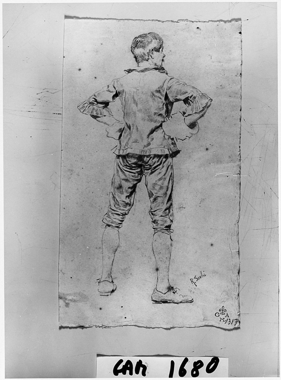 figura maschile (disegno) di Sorbi Raffaello (terzo quarto sec. XIX)