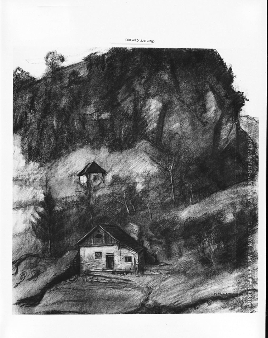 Vecchio mulino (Carnia), paesaggio (disegno) di Toschi Orazio (sec. XX)