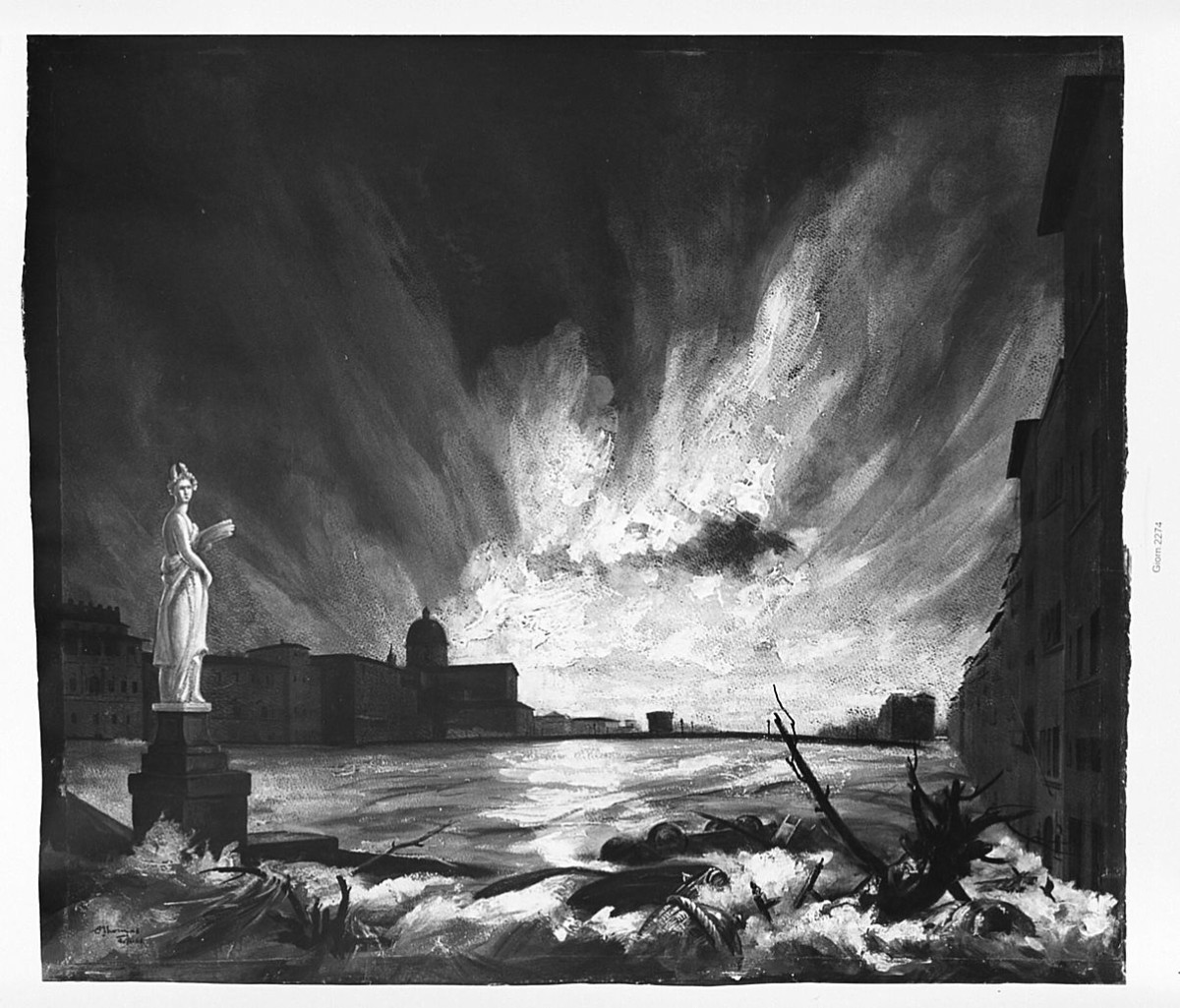 Alluvione del 1966 (disegno) di Thomas Alfred (sec. XX)