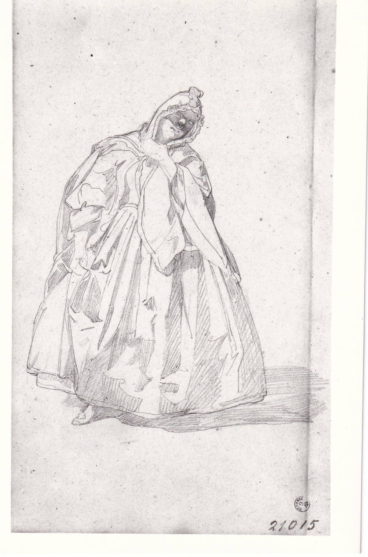 Studio per una maschera da dama del settecento (r.), Studio per un paggio (v.) (disegno) di Borrani Odoardo (seconda metà sec XIX)