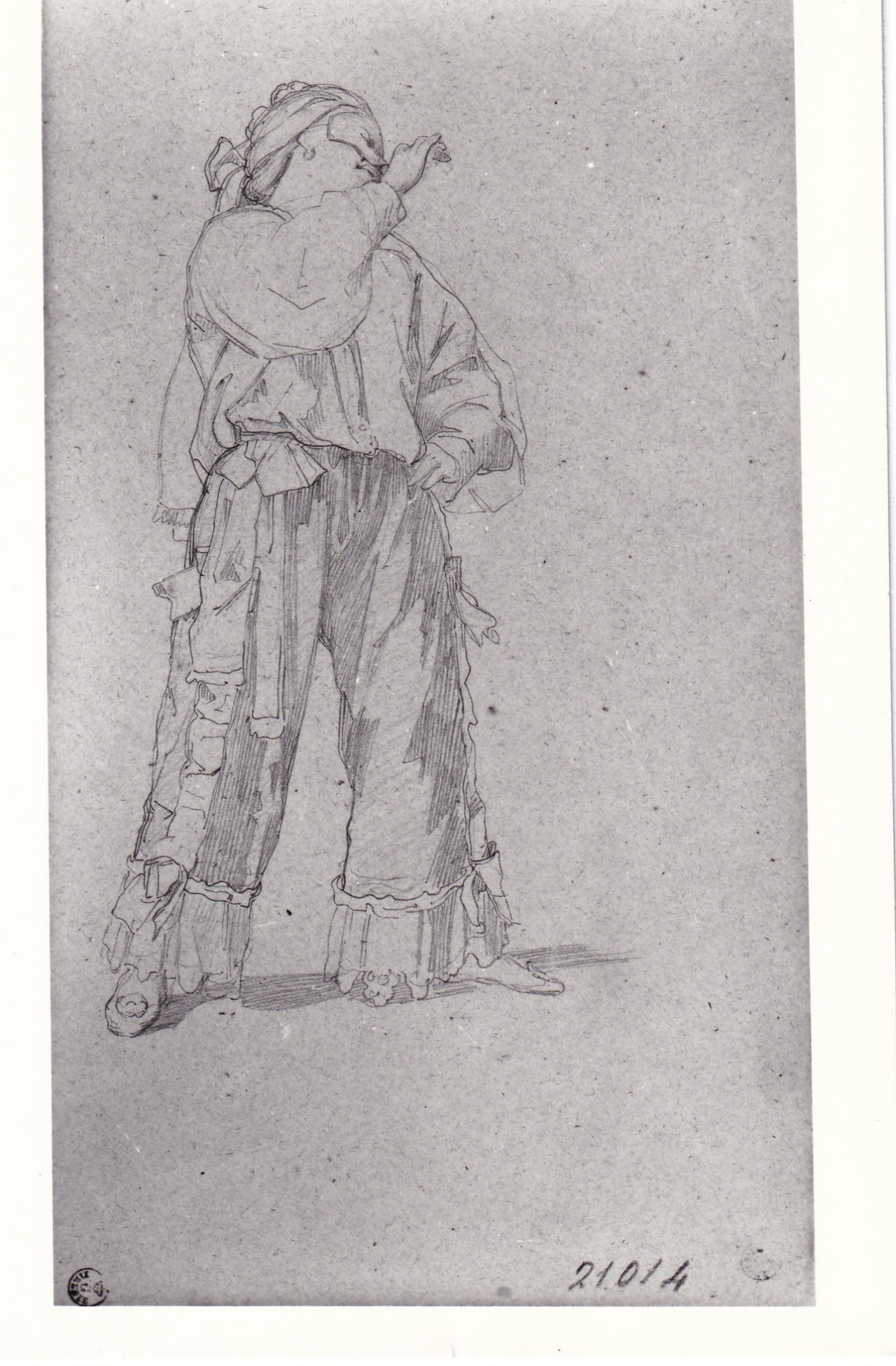 Studio per una maschera da zingaro (disegno) di Borrani Odoardo (sec. XIX)