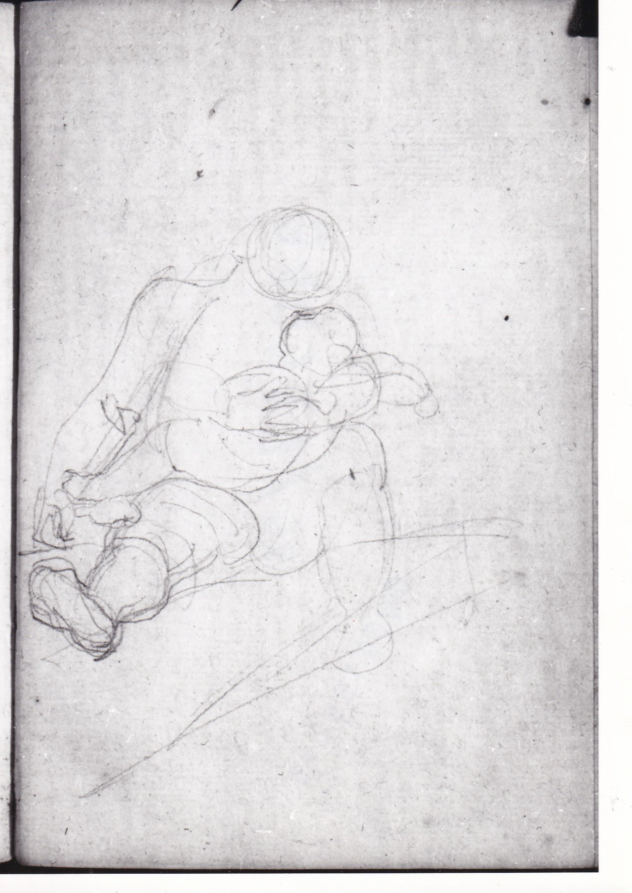 Studio di figura con bambino in braccio (disegno) di Bezzuoli Giuseppe (sec. XIX)