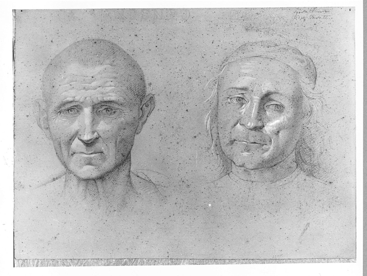 Studi di teste maschili, ritratto d'uomo (disegno) di Saltini Pietro (sec. XIX)