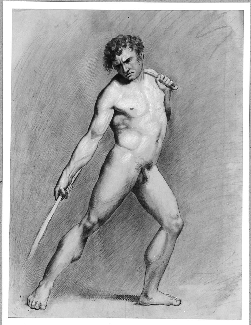 figura maschile (disegno) - ambito italiano (sec. XIX)