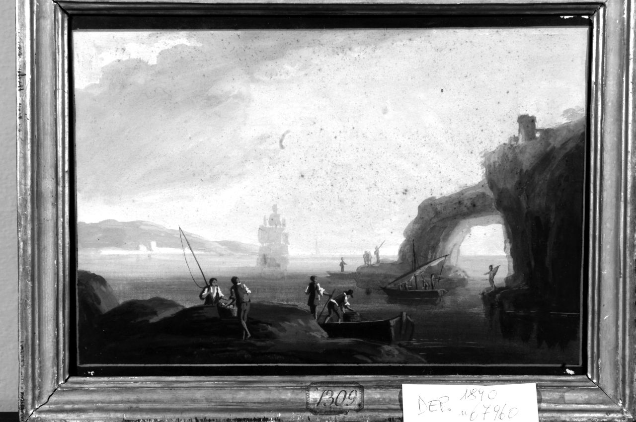 paesaggio marino (disegno) - ambito italiano (sec. XIX)