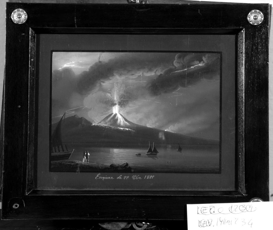 Eruzione del Vesuvio 1822, paesaggio (disegno) - ambito italiano (sec. XIX)