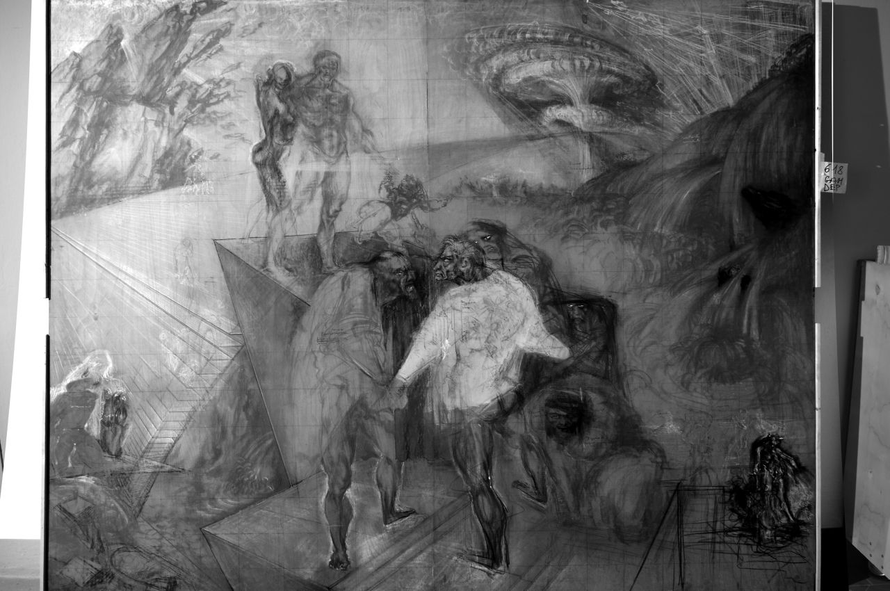 La fratellanza universale, figure alleogriche maschili (disegno) di Buttini Paolo (sec. XX)