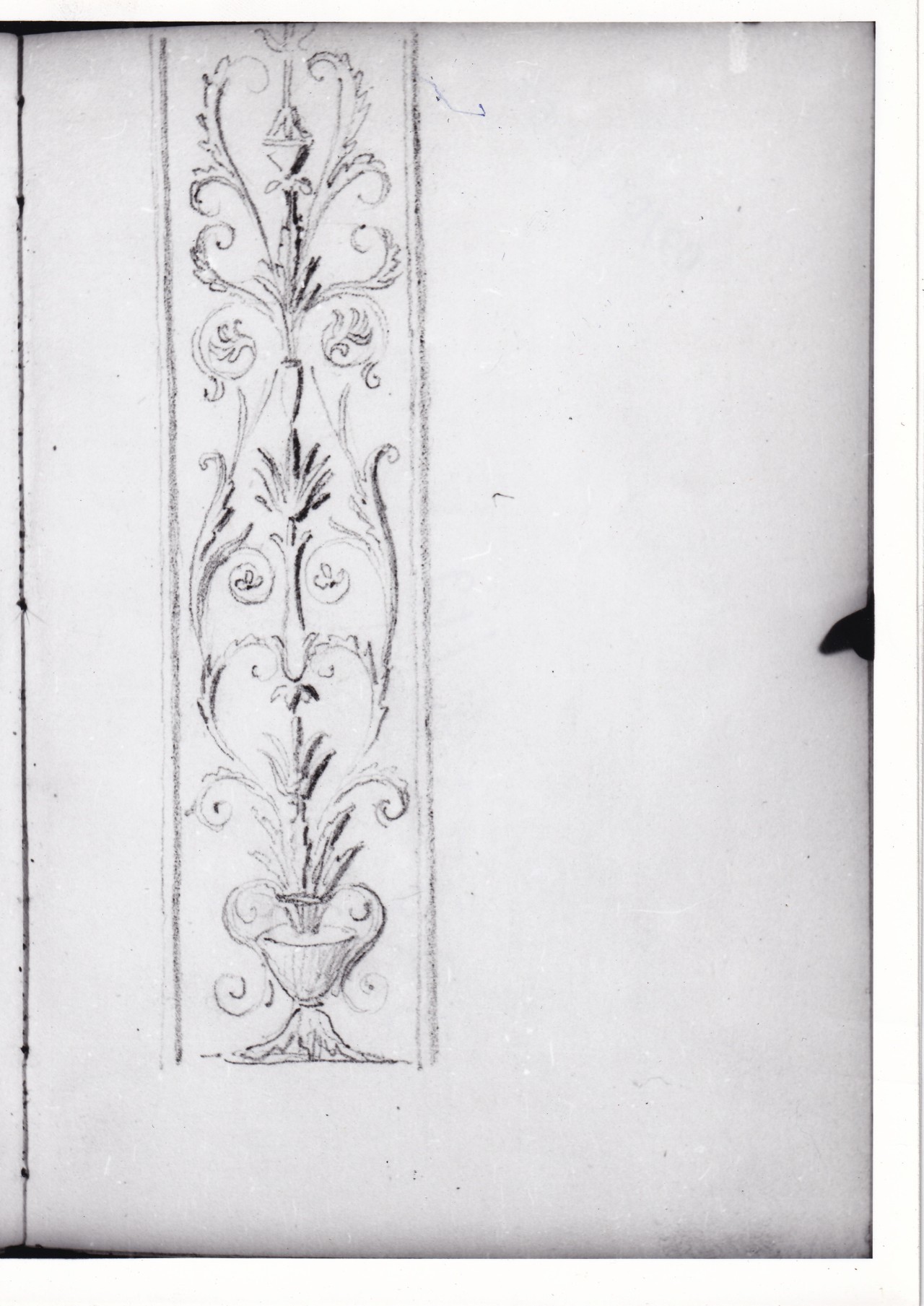 Studio di una lesena decorata a grottesca, Schizzo di un paesaggio (disegno) di Bezzuoli Giuseppe (sec. XIX)