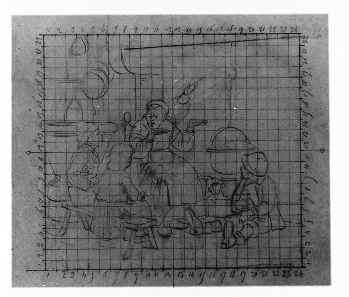 La novella della nonna, scena familiare (disegno) di Saltini Pietro (terzo quarto sec. XIX)