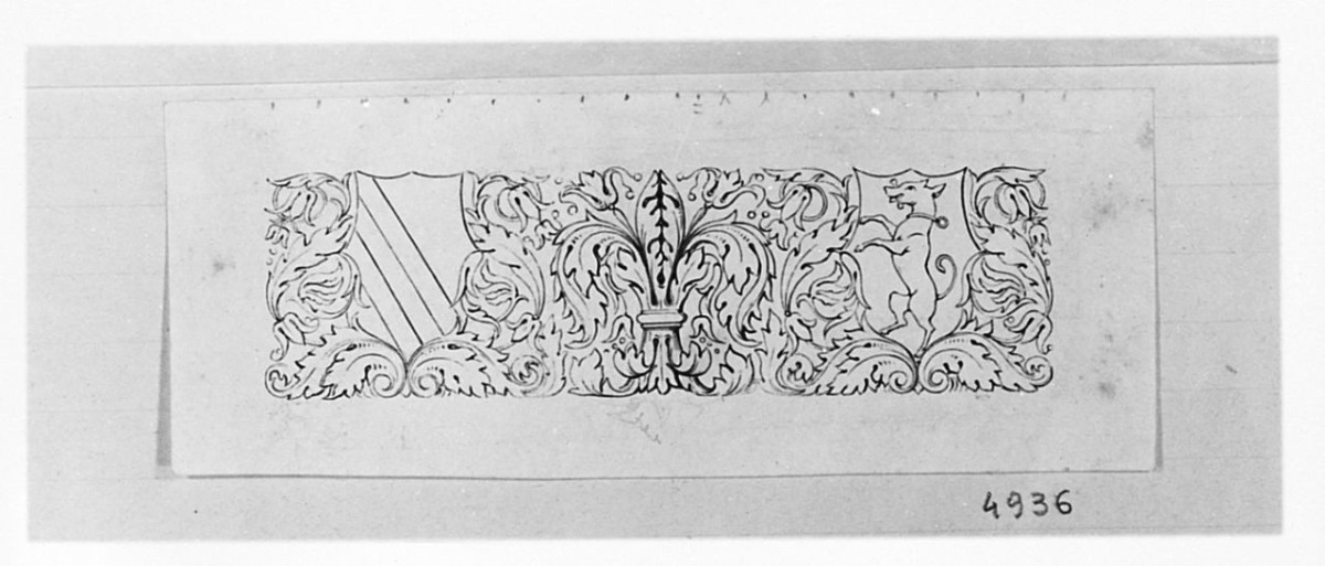 motivi decorativi a foglie d'acanto (disegno) di Saltini Pietro (terzo quarto sec. XIX)