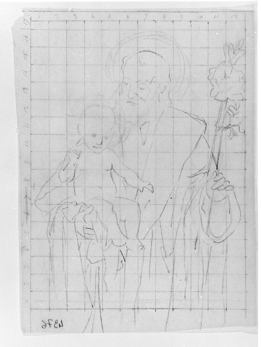 San Giuseppe e Gesù Bambino (disegno) di Saltini Pietro (terzo quarto sec. XIX)