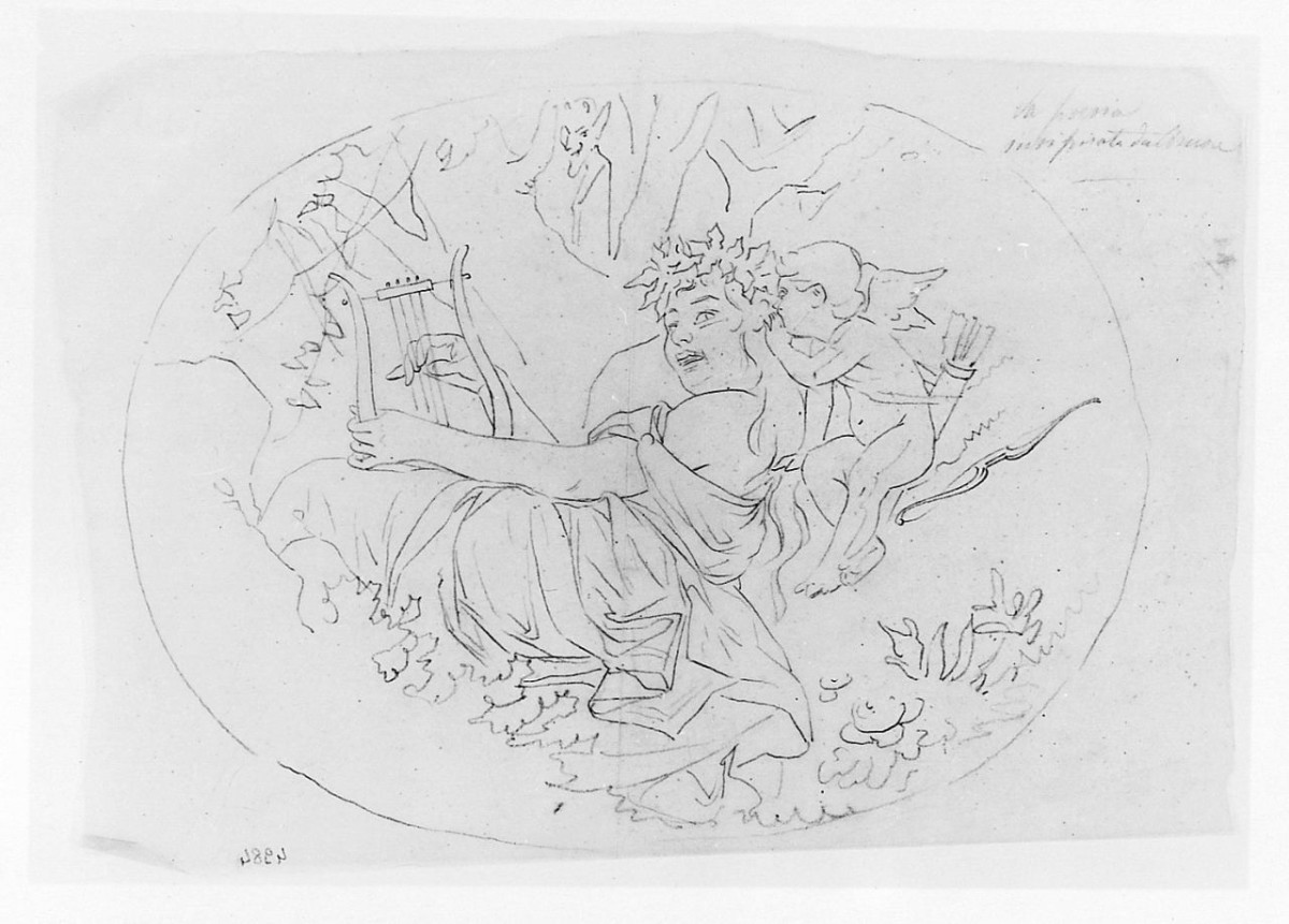 La Poesia ispirata da Amore, allegoria della poesia (disegno) di Saltini Pietro (terzo quarto sec. XIX)